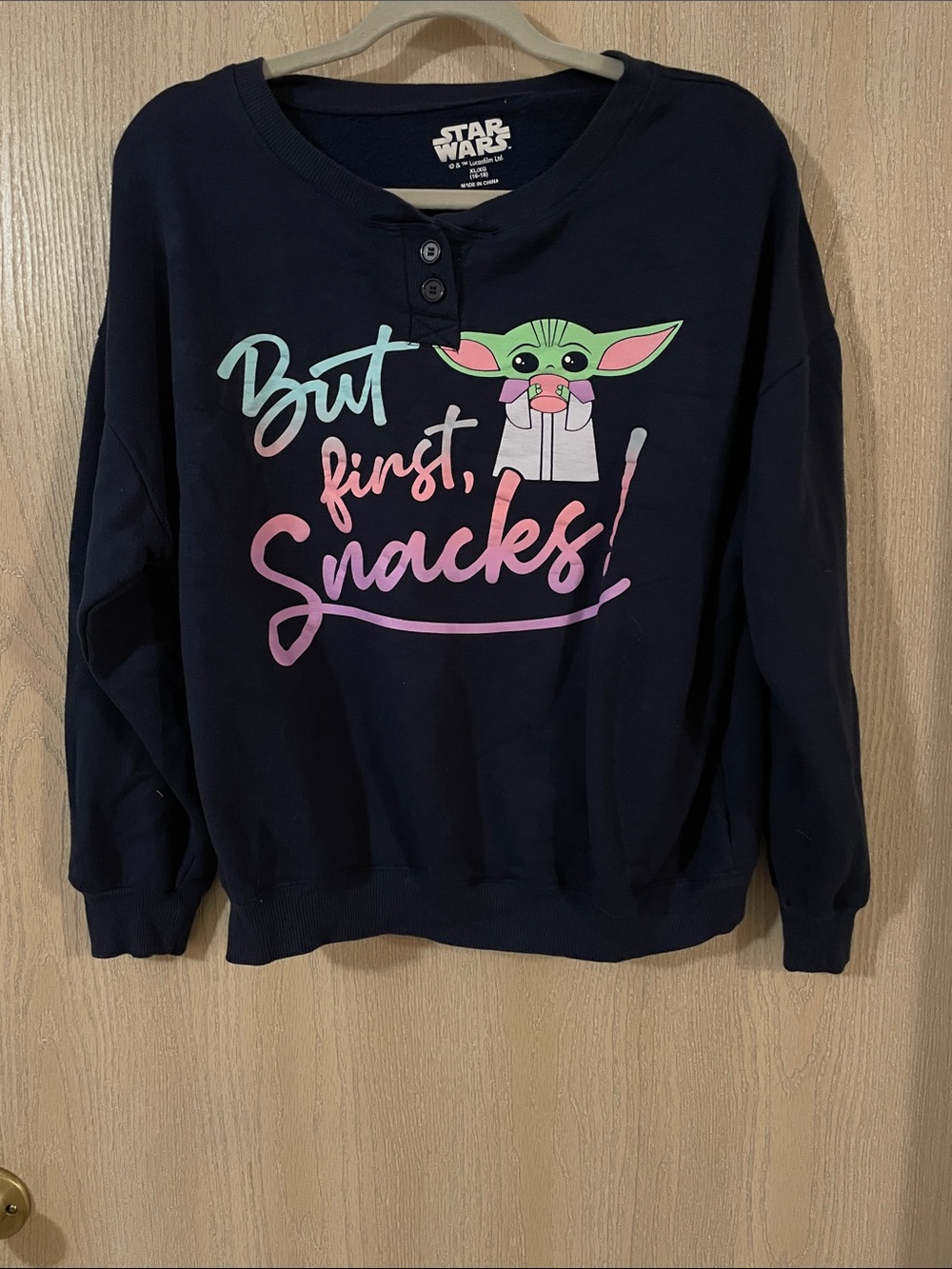 Star Wars Navy Crewneck with Grogu Pink & Mint Graphic